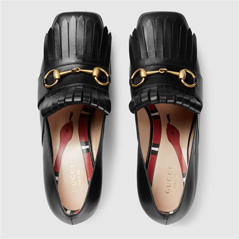 harga gucci leather mid-heel loafer